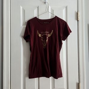 Browning Women's Maroon Tee with Gold Design